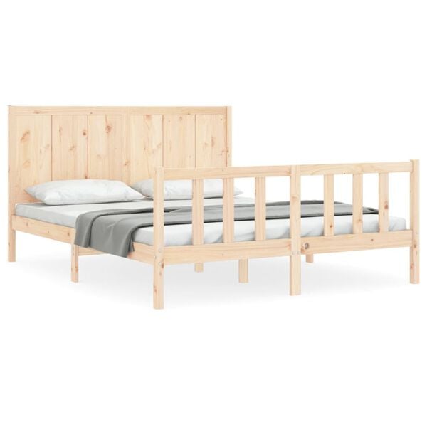 vidaXL Bedframe met hoofdbord massief hout