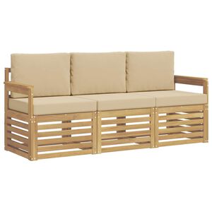 vidaXL Sofa-Sets 3 st Wit en Beige Polyester