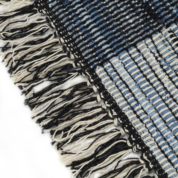 vidaXL Vloerkleed chindi handgeweven 120x170 cm denim blauw