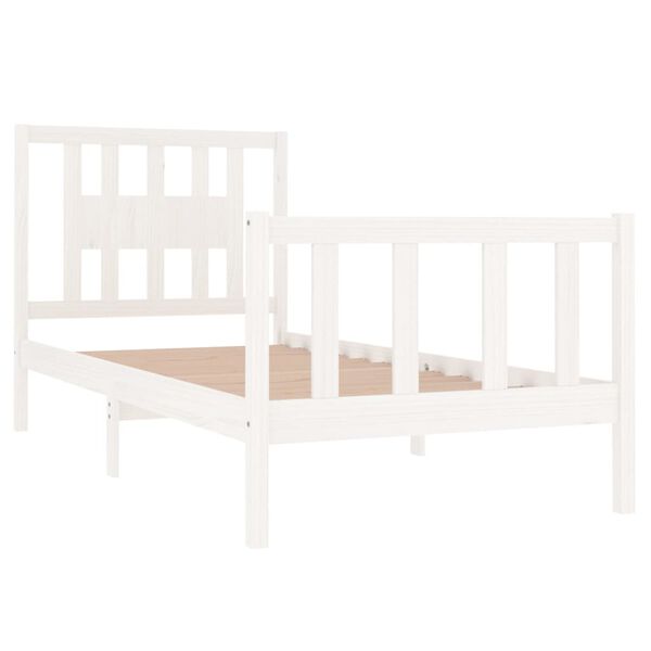 vidaXL Bedframe massief hout wit 90x190 cm