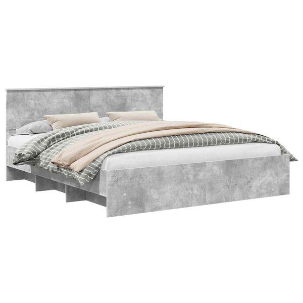 vidaXL Bedframe met hoofdeinde Beton Grijs 180 x 200 cm Bewerkt hout