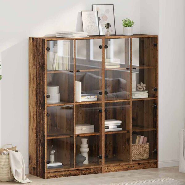 vidaXL Highboard 2 pcs Oud Hout 68 x 37 x 142 cm Bewerkt hout