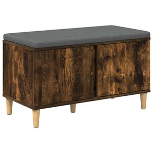 vidaXL Halbank met kussen met opslag Gerookte Eik 80 x 38 x 46 cm
