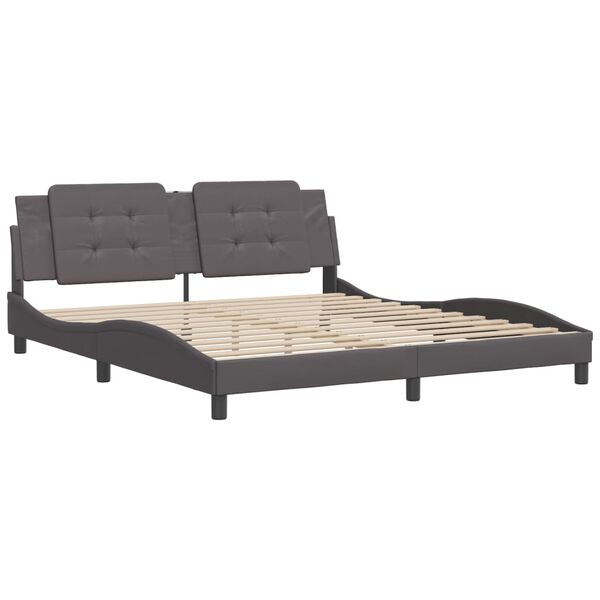 vidaXL Bedframe zonder matras "Zadar" kunstleer grijs 180x200 cm