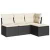 vidaXL 4-delige Loungeset met kussens poly rattan zwart