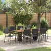vidaXL Tuin eettafelset 9 pcs Zwart poly rattan