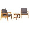 vidaXL Bistroset met kussen 3 pcs Bruin Massief Acaciahout