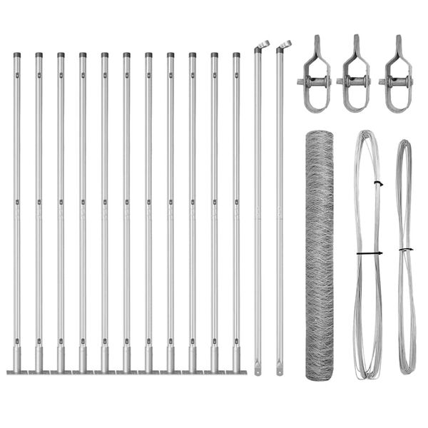 vidaXL Afrasteringspaal Zilver 25 x 0,8 m (36 mm gaas) Staal