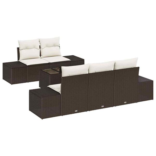 vidaXL Tuin Sofa Set met kussen Bruin poly rattan