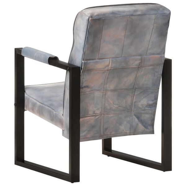 vidaXL Fauteuil 60x75x90 cm echt geitenleer grijs