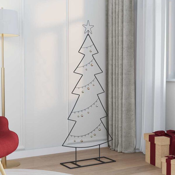 vidaXL Metalen kerstboom met standaard Zwart 150 cm Staal