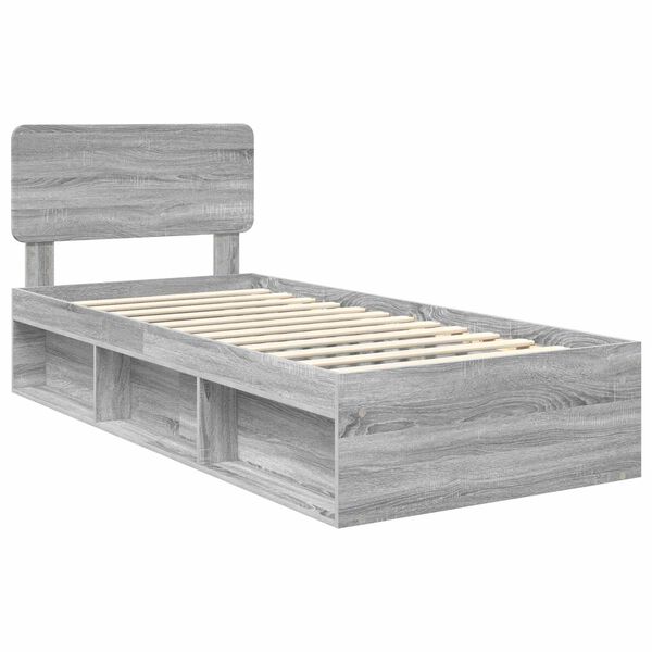vidaXL Bedframe Grijs Sonoma 100 x 200 cm Massief grenenhout