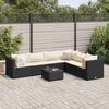 vidaXL 7-delige Loungeset met kussens poly rattan zwart