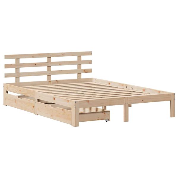 vidaXL Bedframe met lades massief grenenhout 150x200 cm
