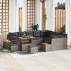 vidaXL Tuin Sofa Set met kussen met opslag Grijs Poly riet
