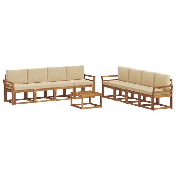 vidaXL Buiten bankenset 9 pcs Natuurlijk en Beige Massief Acaciahout