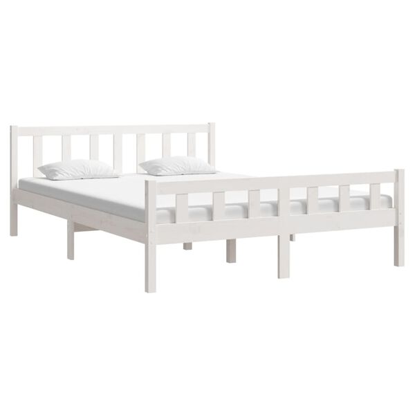 vidaXL Bedframe massief hout wit 150x200 cm