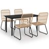 vidaXL 5-delige Tuinset poly rattan en glas