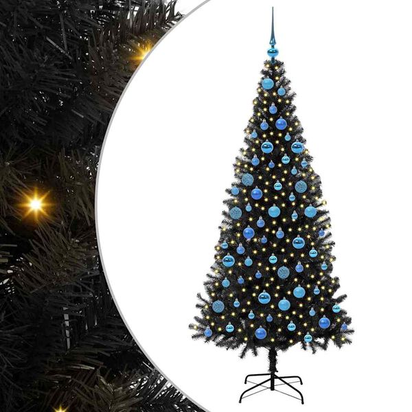 vidaXL Kerstboom met 300 LED met standaard Zwart 180 cm PVC