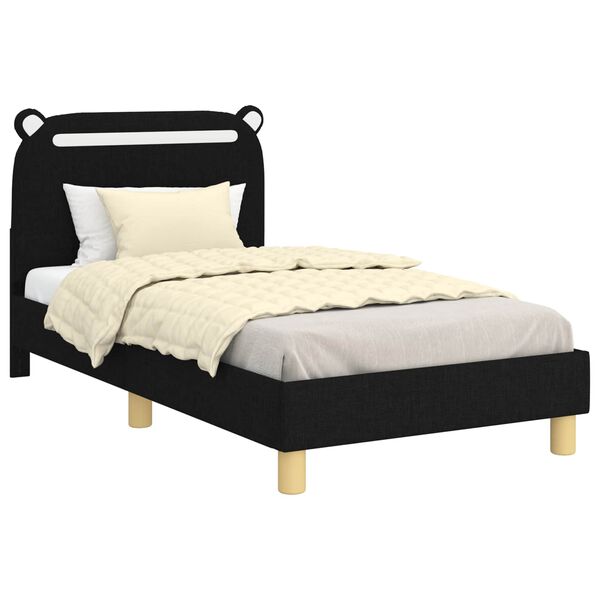 vidaXL Bedframe voor kinderen met hoofdbord Zwart 80 x 160 cm Stof