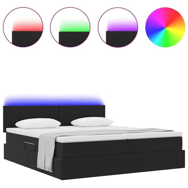 vidaXL Bed met LED-striplichten met opslag Zwart 200 x 200 cm Fluweel