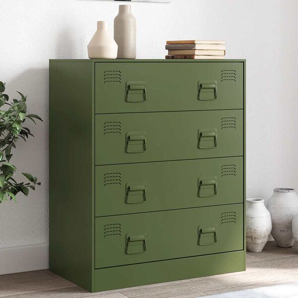 vidaXL Dressoir 67x39x83 cm staal olijfgroen