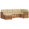 vidaXL Sofa-Sets 6 pcs Natuurlijk en Beige Massief Acaciahout