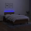 vidaXL Boxspring met matras en LED stof donkerbruin 120x190 cm