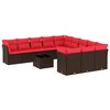 vidaXL 12-delige tuinbankset met kussens, bruin polyrotan