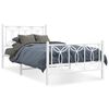 vidaXL Bedframe met hoofd- en voeteneinde metaal wit 107x203 cm