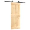 vidaXL Schuifdeur Naturel en Zwart 80 x 210 cm Massief Grenenhout