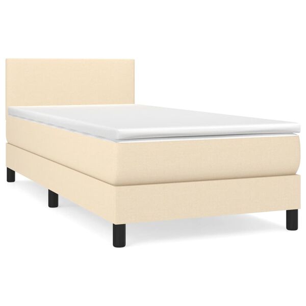 vidaXL Boxspring met matras stof cr&egrave;mekleurig 100x200 cm
