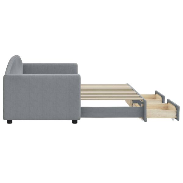 vidaXL Slaapbank met onderschuifbed en lades 80x200 cm stof lichtgrijs