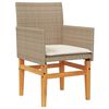 vidaXL Tuinstoelen 2 st met kussens poly rattan en massief hout beige