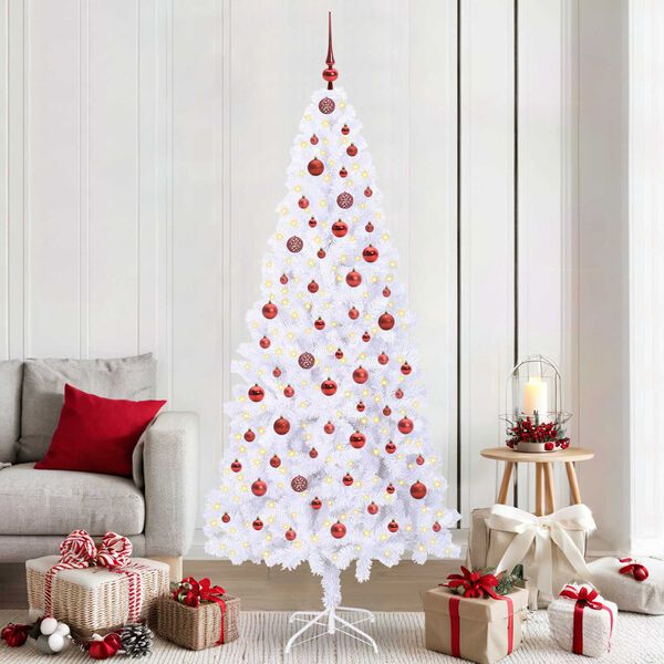 vidaXL Kunstkerstboom met 300 LED Wit 210 cm PVC en staal