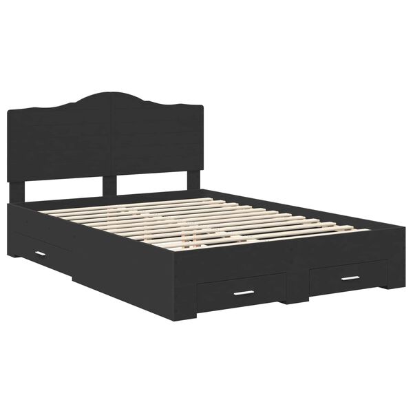 vidaXL Bedframe met hoofdeinde Zwart 140 x 190 cm Bewerkt hout
