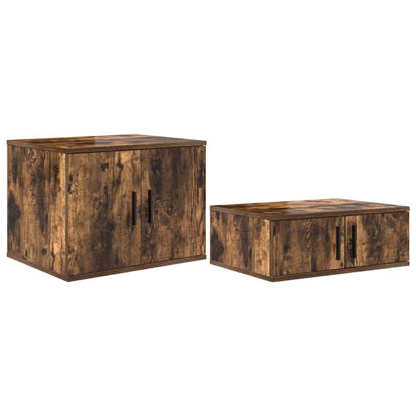 vidaXL Opbergkast 2 pcs Gerookt eiken 103 x 41 x 40 cm Bewerkt hout