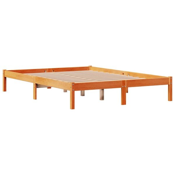 vidaXL Bedframe met hoofdbord massief grenenhout wasbruin 120x190 cm