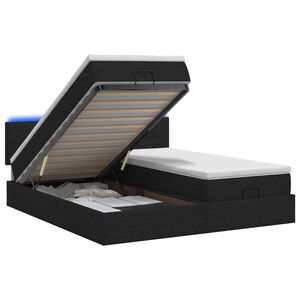 vidaXL Ottoman Bed met Matrassen en LED Zwart 160 x 200 cm Stof
