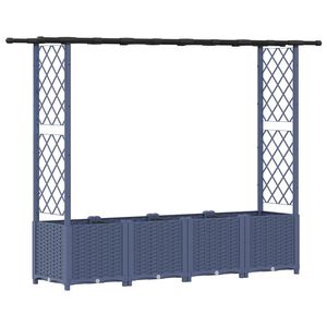 vidaXL Verhoogd Bed met Trellis en Dak Grijs 203 x 40 x 138 cm PP