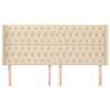 vidaXL Hoofdbord met randen 203x16x118/128 cm stof cr&egrave;mekleurig