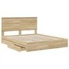 vidaXL Opslag bed met lade Sonoma Eiken 160 x 200 cm Bewerkt hout