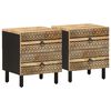 vidaXL Nachtkastjes 2 st 40x33,5x46 cm massief ruw mangohout zwart