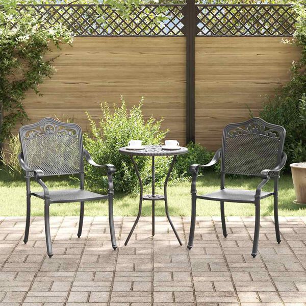 vidaXL Tuinstoel 2 pcs Zwart 55 x 56.5 x 91cm Aluminium