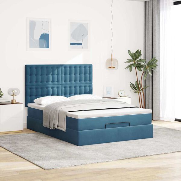 vidaXL Ottoman bed met matrassen en LED's 140x190cm fluweel