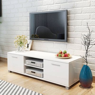 vidaXL Tv-meubel 120x40,5x35 cm hoogglans wit