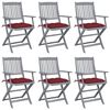 vidaXL Tuinstoelen 6 st inklapbaar met kussens massief acaciahout