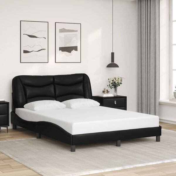 vidaXL Bedframe zonder matras "Hvar" kunstleer zwart 140x200 cm