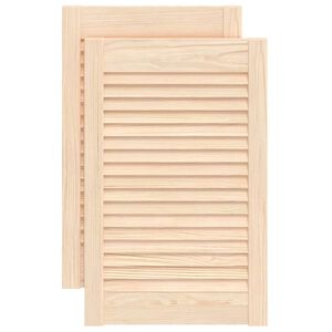 vidaXL Kastdeuren met lamellen 2 st 61,5x39,4 cm massief grenenhout
