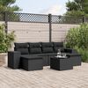 vidaXL 7-delige Loungeset met kussens poly rattan zwart